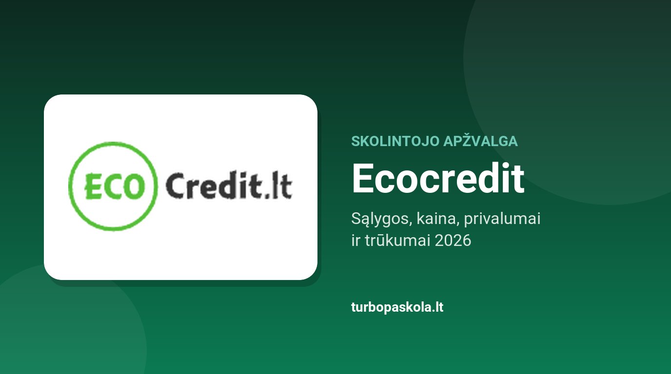 Ecocredit apžvalga 2026: sąlygos, kaina, privalumai ir trūkumai
